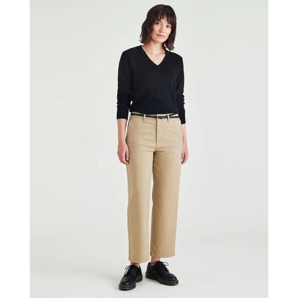 Dockers Pants - DOCKERS Weekend Chino Pants Womens Size 30R High Straight Ankle Crop Khaki NWT‎